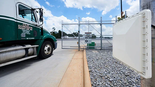 OD Truck pulling into Gate at Service Center